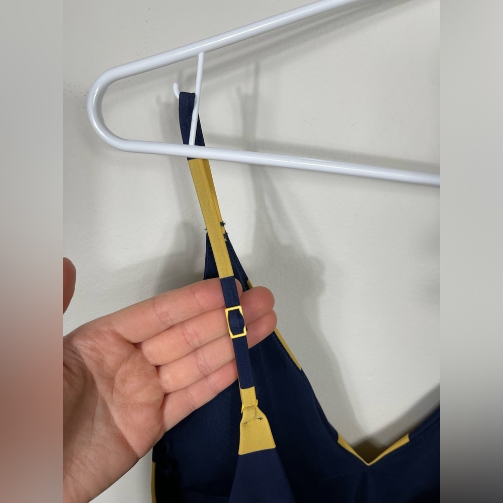 Aerie Deep V Swimsuit Yellow and Navy Size M - Picture 8 of 10